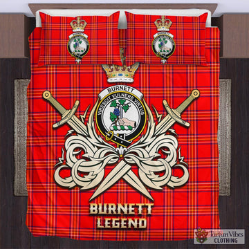Burnett Modern Tartan Bedding Set with Clan Crest and the Golden Sword of Courageous Legacy