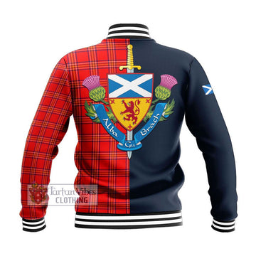 Burnett Modern Tartan Baseball Jacket Alba with Scottish Lion Royal Arm Half Style