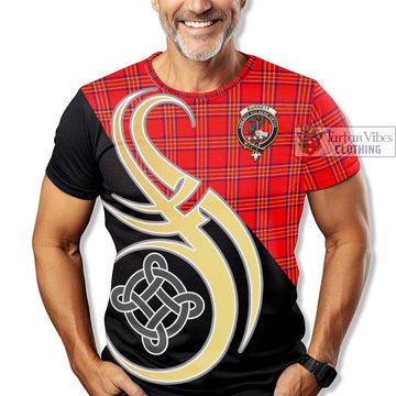 Burnett Modern Tartan T-Shirt with Family Crest and Celtic Symbol Style