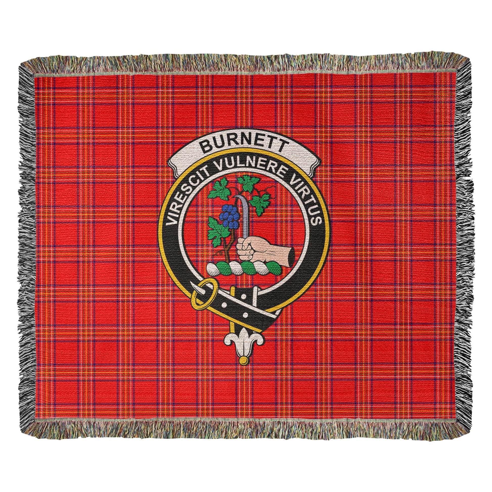 Tartan Vibes Clothing Burnett Modern Tartan Woven Blanket with Family Crest