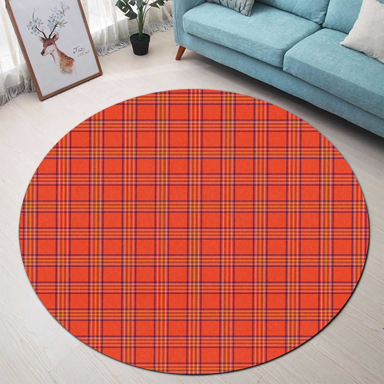 Burnett Modern Tartan Round Rug - Tartanvibesclothing