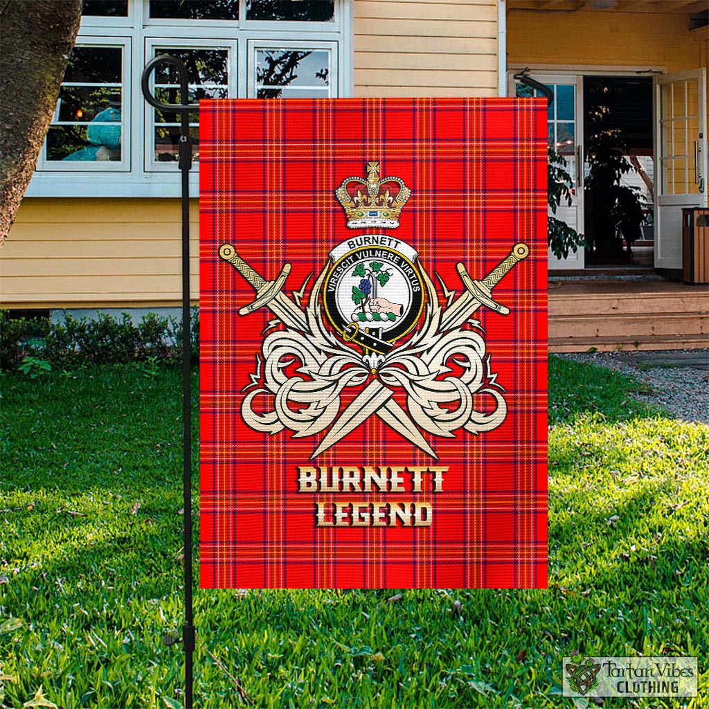 Tartan Vibes Clothing Burnett Modern Tartan Flag with Clan Crest and the Golden Sword of Courageous Legacy