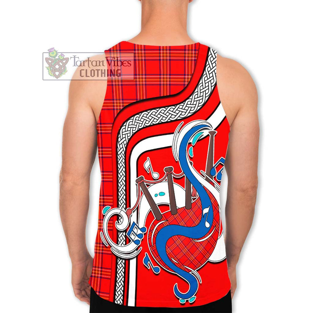 Burnett Modern Tartan Men's Tank Top with Epic Bagpipe Style - Tartanvibesclothing Shop