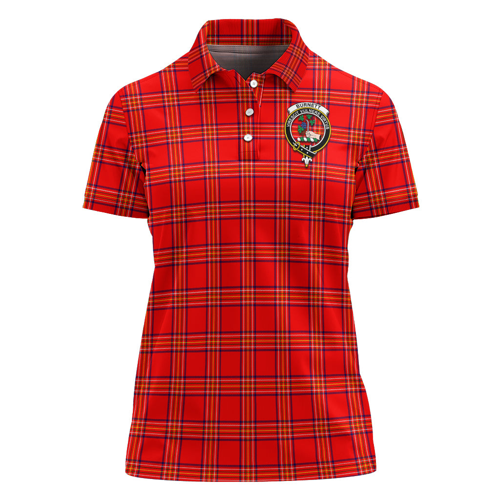 Burnett Modern Tartan Polo Shirt with Family Crest For Women - Tartan Vibes Clothing