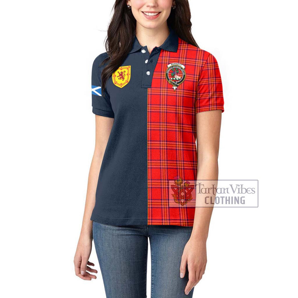 Tartan Vibes Clothing Burnett Modern Tartan Women's Polo Shirt with Scottish Lion Royal Arm Half Style