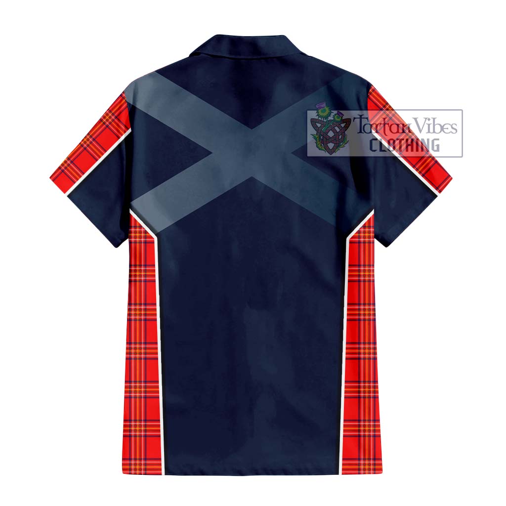 Tartan Vibes Clothing Burnett Modern Tartan Short Sleeve Button Shirt with Family Crest and Lion Rampant Vibes Sport Style