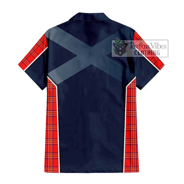 Burnett Modern Tartan Short Sleeve Button Shirt with Family Crest and Lion Rampant Vibes Sport Style