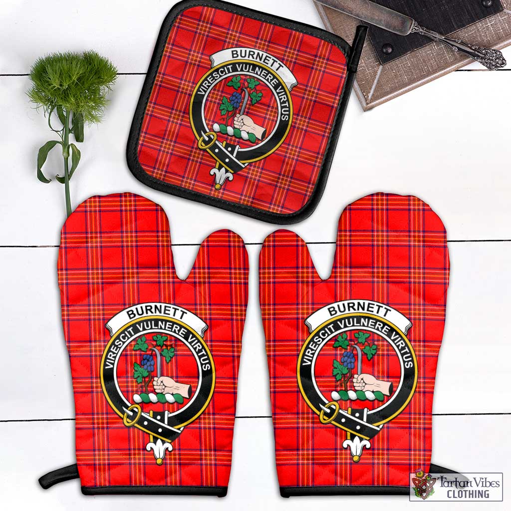 Tartan Vibes Clothing Burnett Modern Tartan Combo Oven Mitt & Pot-Holder with Family Crest