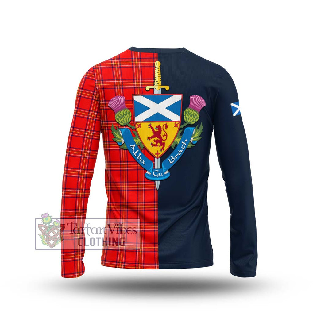 Tartan Vibes Clothing Burnett Modern Tartan Long Sleeve T-Shirt with Scottish Lion Royal Arm Half Style