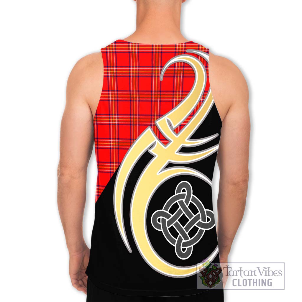 Burnett Modern Tartan Men's Tank Top with Family Crest and Celtic Symbol Style - Tartan Vibes Clothing