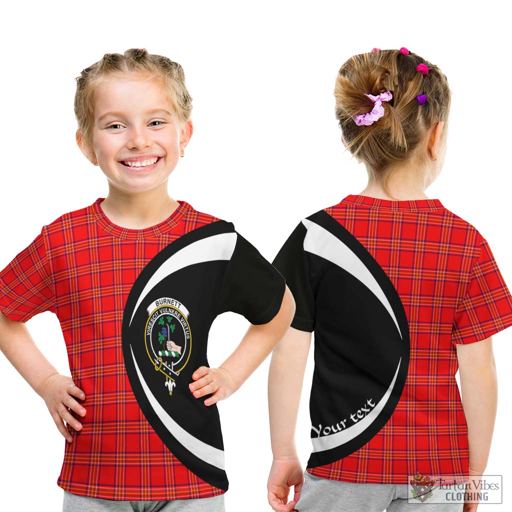 Burnett Tartan Kid T-Shirt with Family Crest Circle Style - Tartan Vibes Clothing