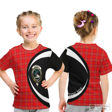 Burnett Modern Tartan Kid T-Shirt with Family Crest Circle Style