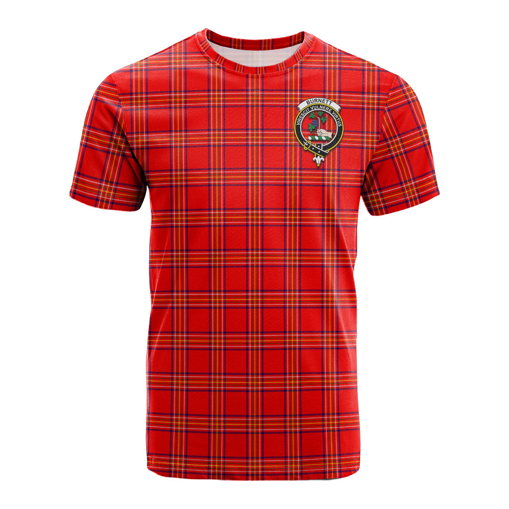 Burnett Modern Tartan T-Shirt with Family Crest - Tartan Vibes Clothing