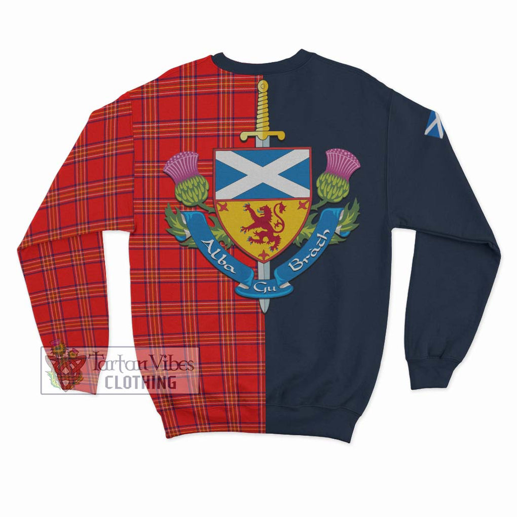 Tartan Vibes Clothing Burnett Modern Tartan Sweatshirt with Scottish Lion Royal Arm Half Style