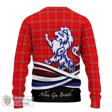 Burnett Modern Tartan Knitted Sweater with Alba Gu Brath Regal Lion Emblem