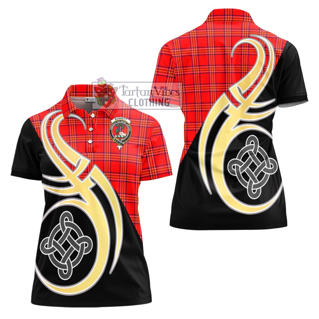 Burnett Modern Tartan Women's Polo Shirt with Family Crest and Celtic Symbol Style - Tartan Vibes Clothing