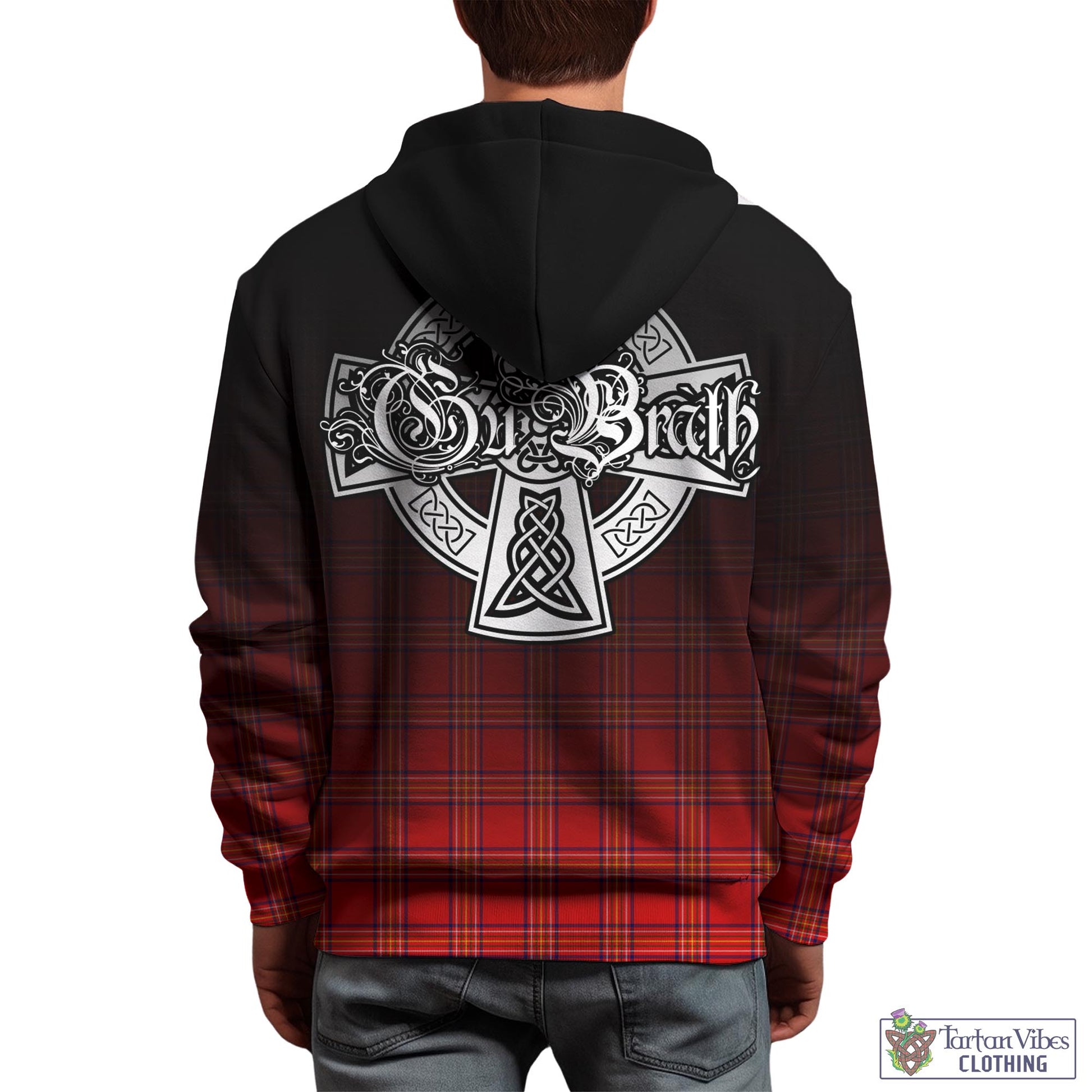 Tartan Vibes Clothing Burnett Modern Tartan Hoodie Featuring Alba Gu Brath Family Crest Celtic Inspired
