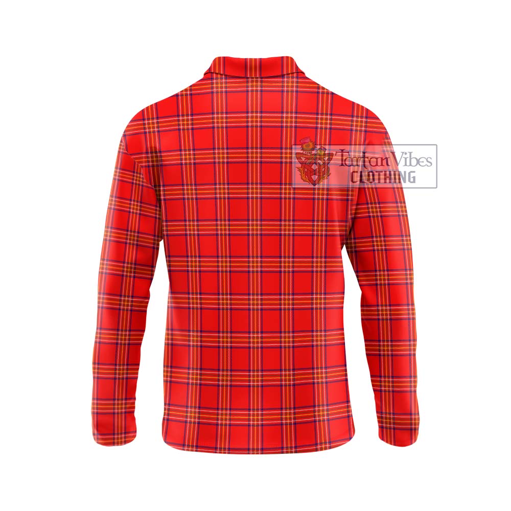 Tartan Vibes Clothing Burnett Modern Tartan Long Sleeve Polo Shirt with Family Crest DNA In Me Style