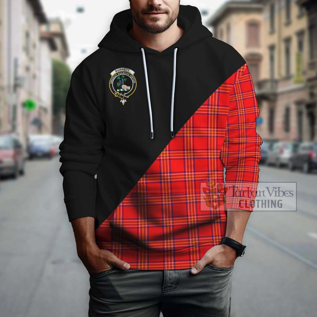 Burnett Modern Tartan Hoodie with Family Crest and Military Logo Style - Tartanvibesclothing Shop