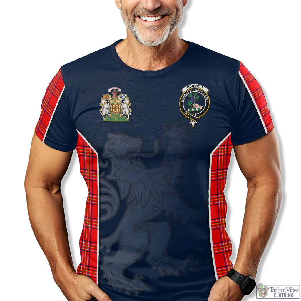 Tartan Vibes Clothing Burnett Modern Tartan T-Shirt with Family Crest and Lion Rampant Vibes Sport Style