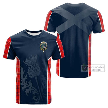 Burnett Modern Tartan Cotton T-shirt with Family Crest and Scottish Thistle Vibes Sport Style