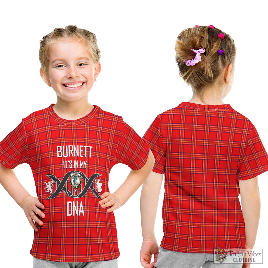 Tartan Vibes Clothing Burnett Modern Tartan Kid T-Shirt with Family Crest DNA In Me Style