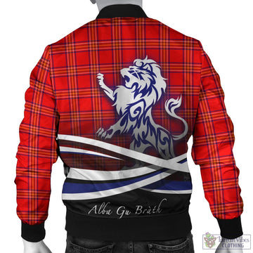 Burnett Modern Tartan Bomber Jacket with Alba Gu Brath Regal Lion Emblem