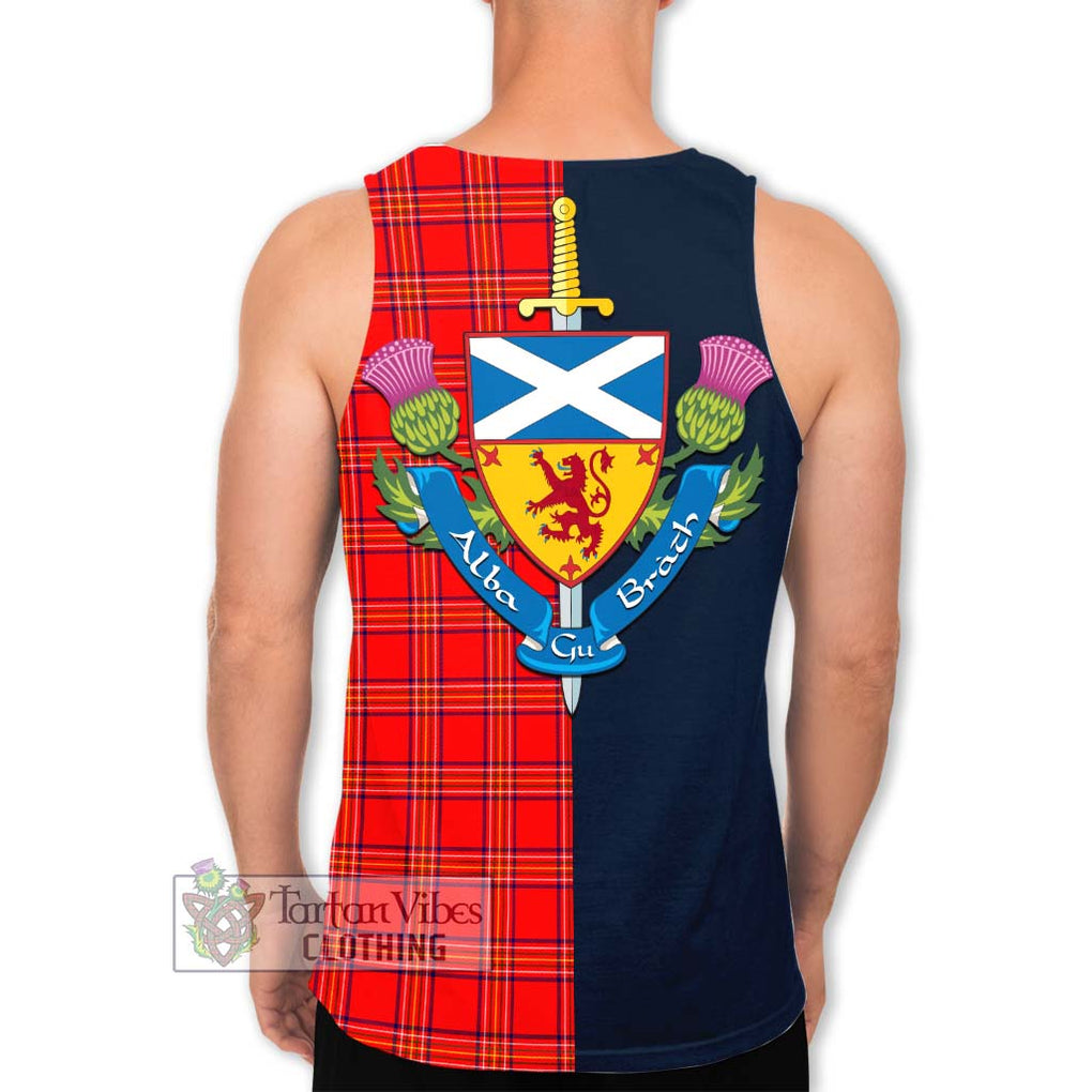 Tartan Vibes Clothing Burnett Modern Tartan Men's Tank Top with Scottish Lion Royal Arm Half Style