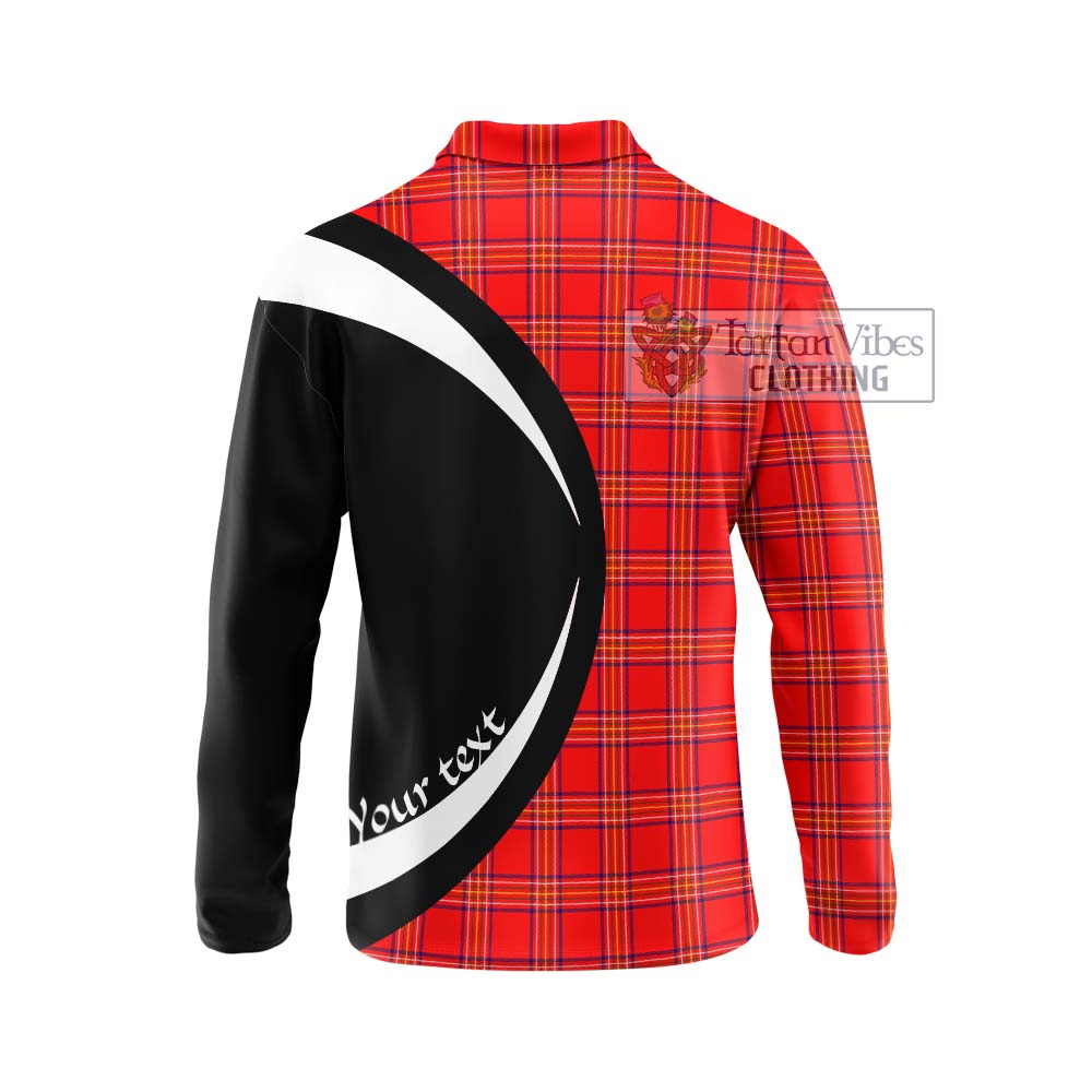 Burnett Modern Tartan Long Sleeve Polo Shirt with Family Crest Circle Style - Tartan Vibes Clothing