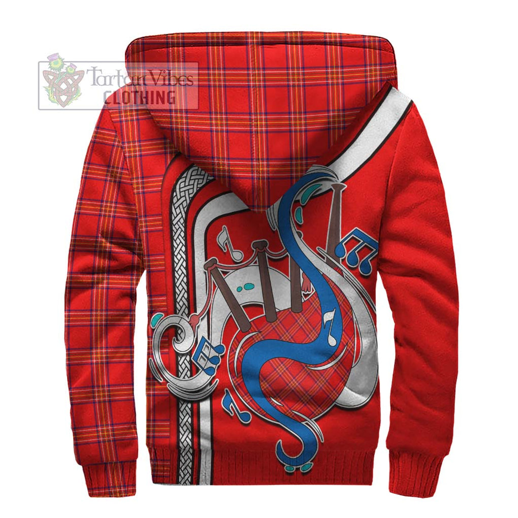 Burnett Modern Tartan Sherpa Hoodie with Epic Bagpipe Style - Tartanvibesclothing Shop