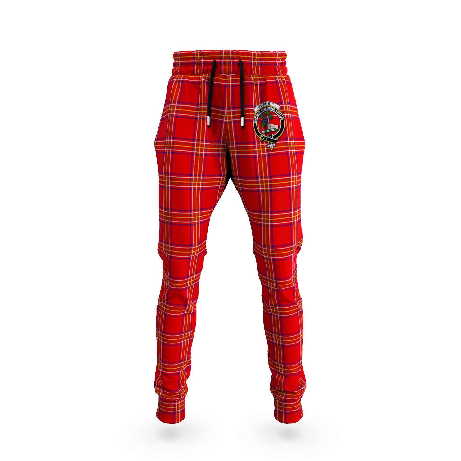 Burnett Modern Tartan Joggers Pants with Family Crest - Tartanvibesclothing