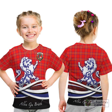 Burnett Modern Tartan Kid T-Shirt with Alba Gu Brath Regal Lion Emblem