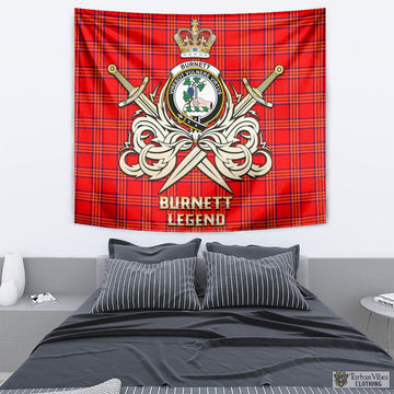 Burnett Modern Tartan Tapestry with Clan Crest and the Golden Sword of Courageous Legacy