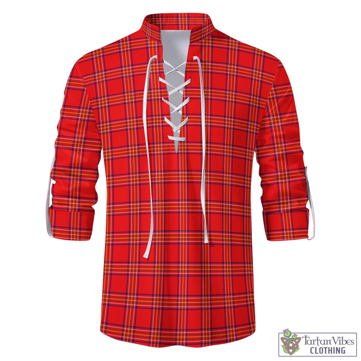 Tartan Vibes Clothing Burnett Modern Tartan Men's Scottish Traditional Jacobite Ghillie Kilt Shirt