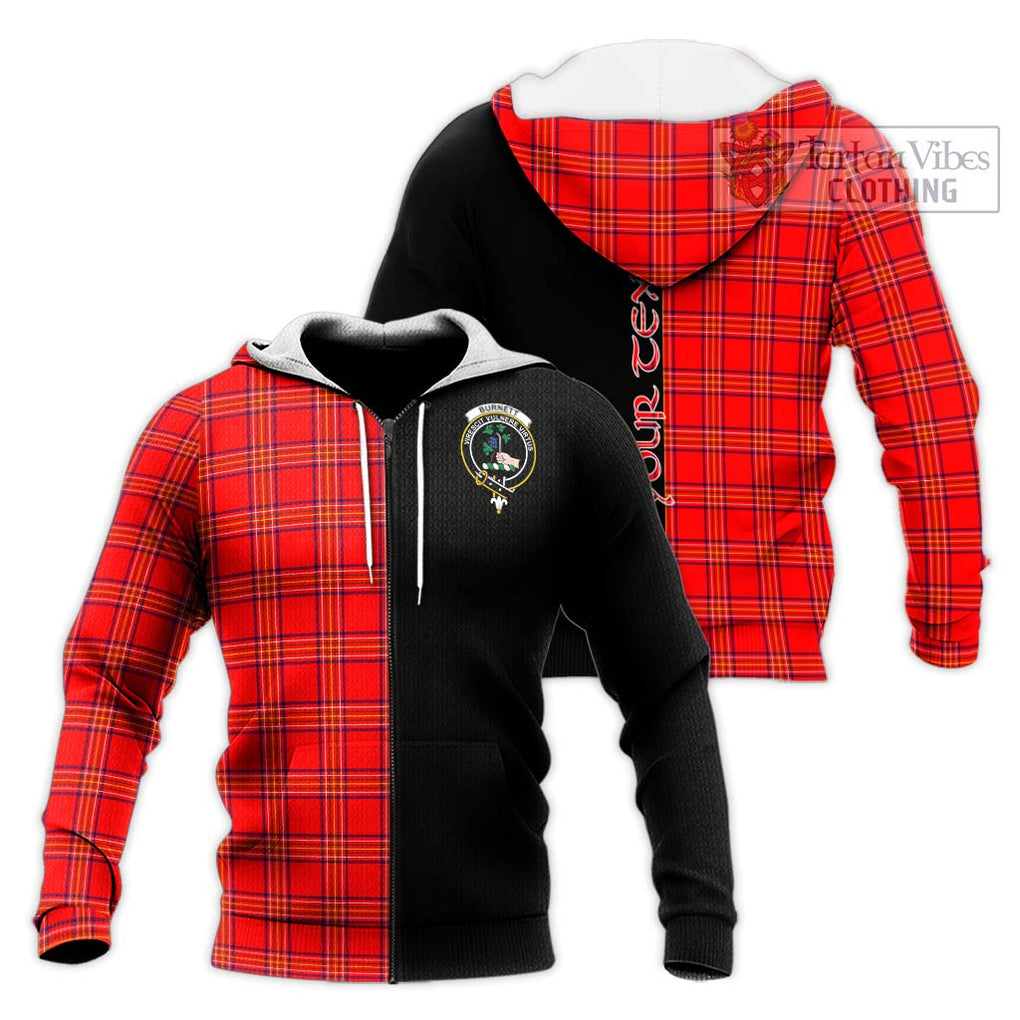 Burnett Modern Tartan Knitted Hoodie with Family Crest and Half Of Me Style Unisex Knitted Zip Hoodie - Tartanvibesclothing Shop