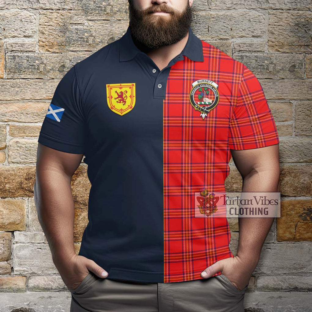 Tartan Vibes Clothing Burnett Modern Tartan Polo Shirt with Scottish Lion Royal Arm Half Style