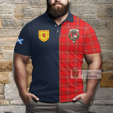 Burnett Modern Tartan Polo Shirt Alba with Scottish Lion Royal Arm Half Style