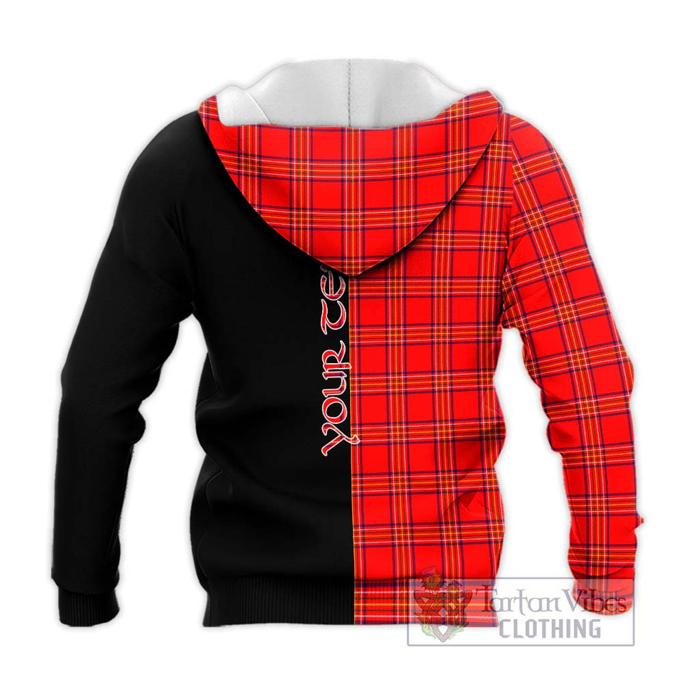 Burnett Modern Tartan Knitted Hoodie with Family Crest and Half Of Me Style - Tartanvibesclothing Shop