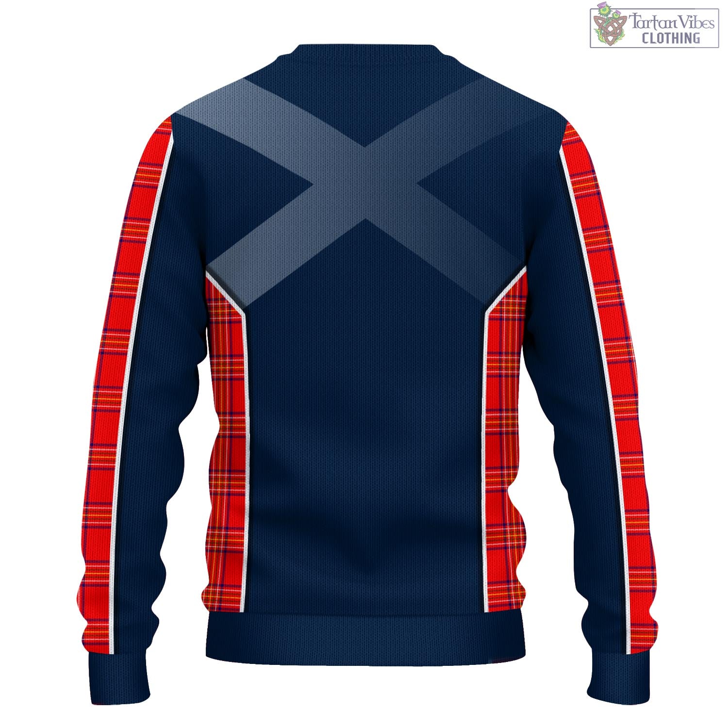 Tartan Vibes Clothing Burnett Modern Tartan Knitted Sweatshirt with Family Crest and Scottish Thistle Vibes Sport Style