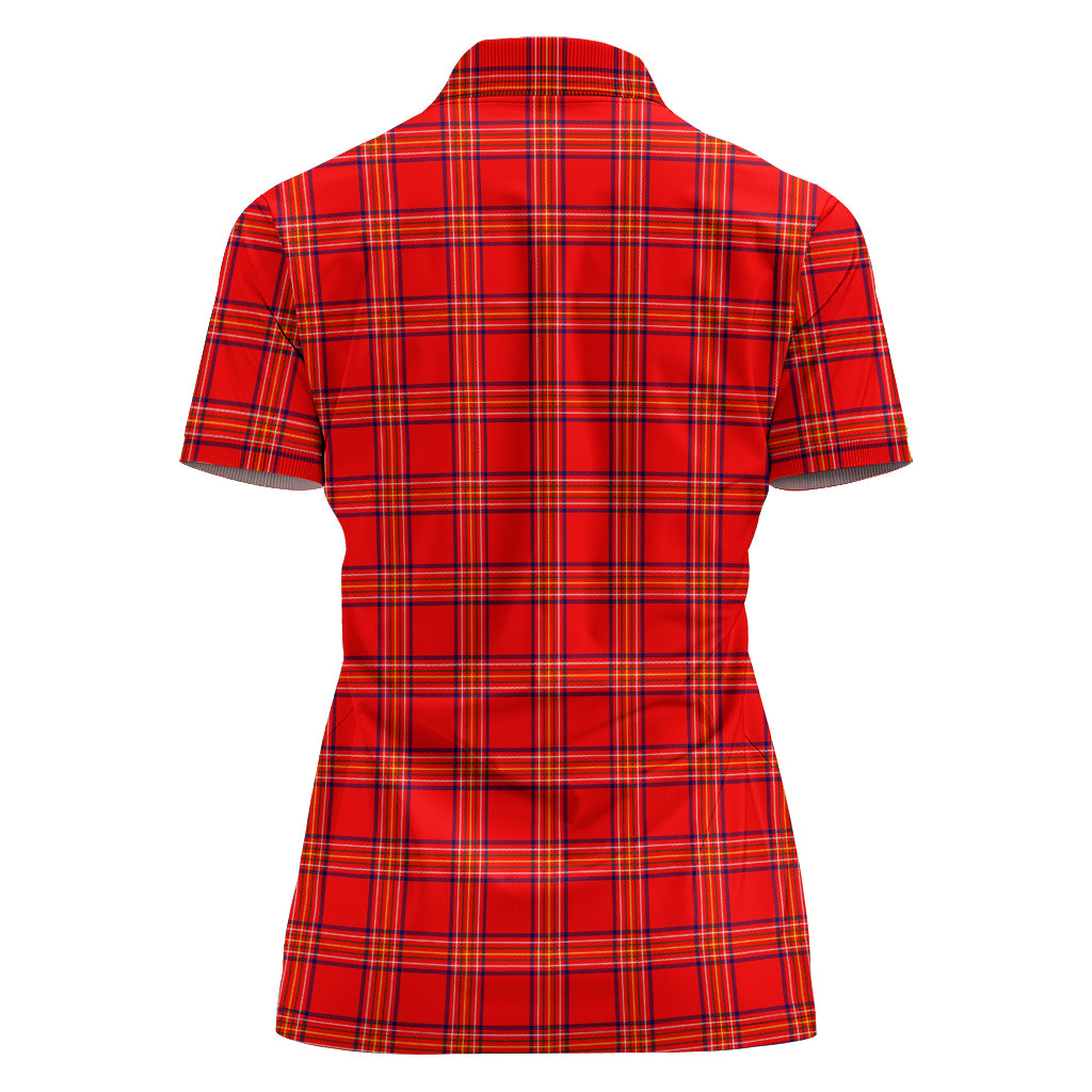 Burnett Modern Tartan Polo Shirt with Family Crest For Women - Tartan Vibes Clothing