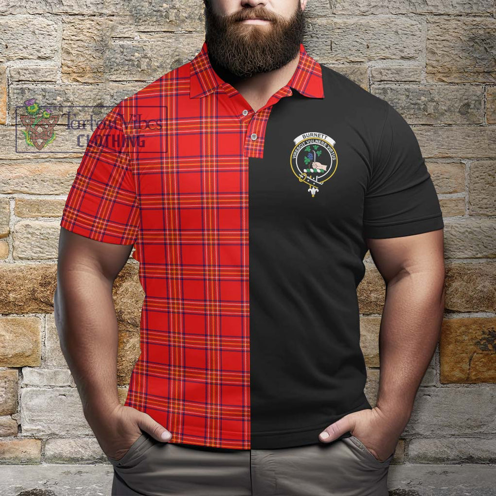 Burnett Modern Tartan Polo Shirt with Family Crest and Half Of Me Style - Tartanvibesclothing Shop