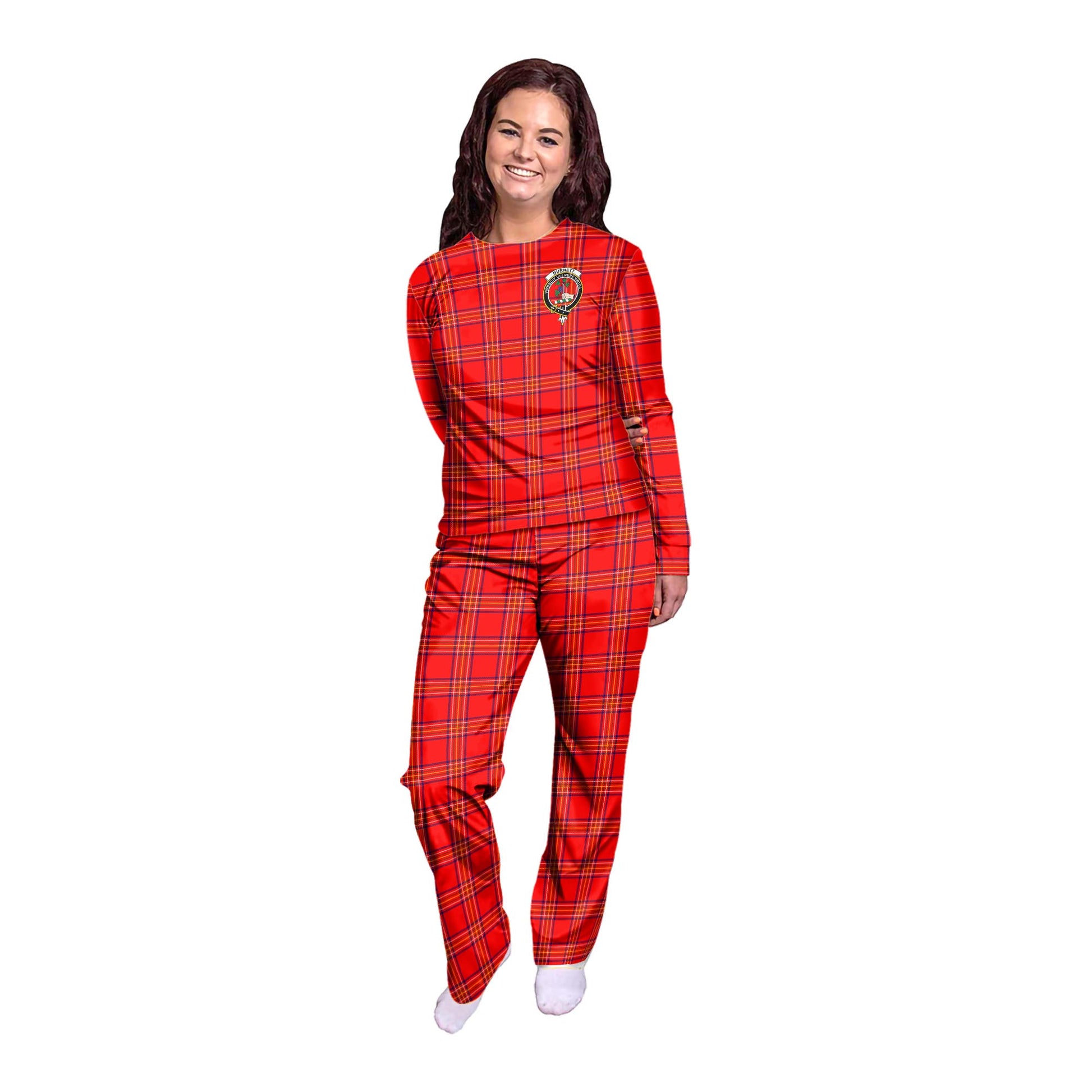 Burnett Modern Tartan Pajamas Family Set with Family Crest - Tartanvibesclothing
