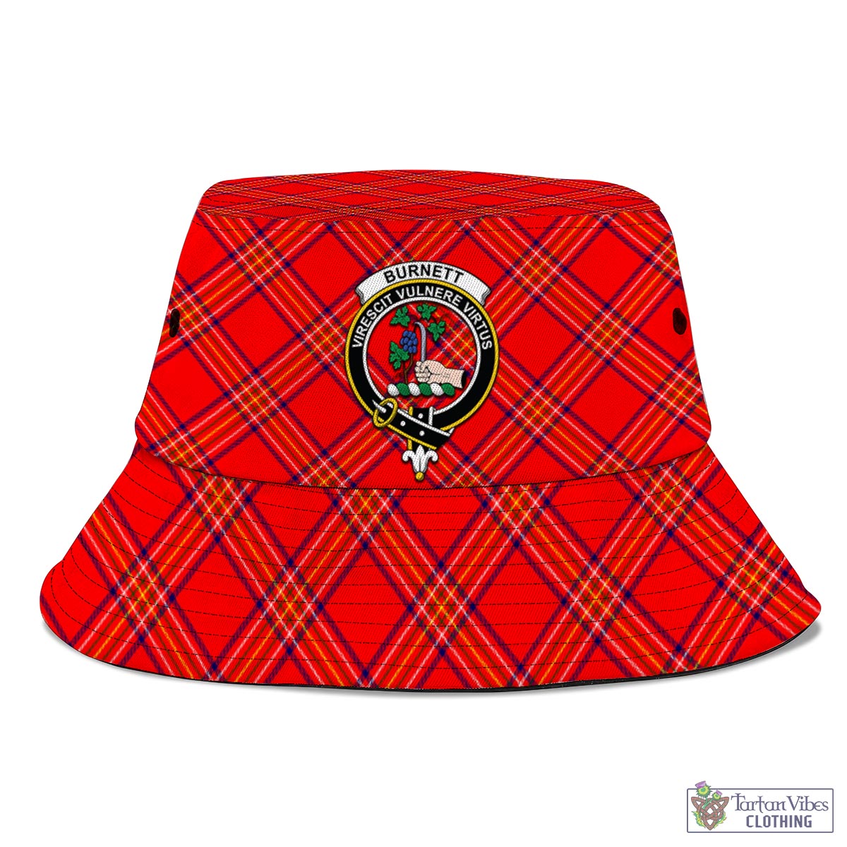 Tartan Vibes Clothing Burnett Modern Tartan Bucket Hat with Family Crest