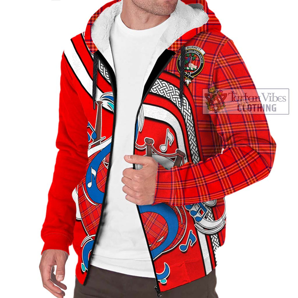 Burnett Modern Tartan Sherpa Hoodie with Epic Bagpipe Style Unisex - Tartanvibesclothing Shop