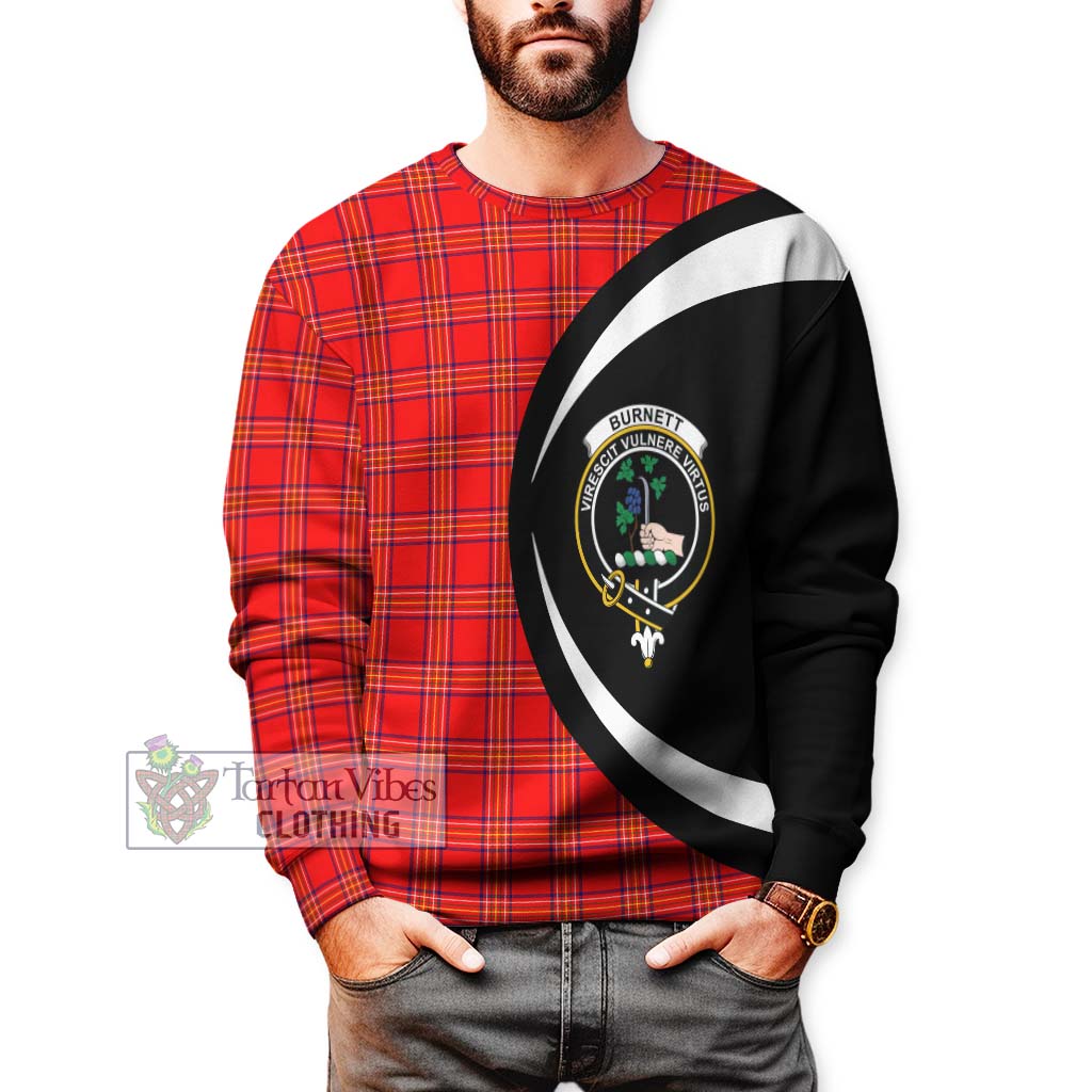 Burnett Modern Tartan Sweatshirt with Family Crest Circle Style - Tartan Vibes Clothing