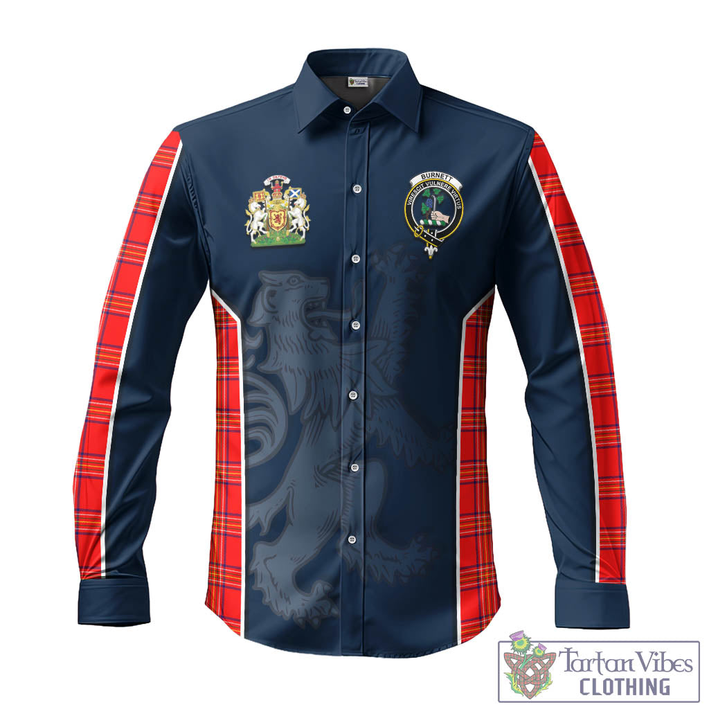 Tartan Vibes Clothing Burnett Modern Tartan Long Sleeve Button Up Shirt with Family Crest and Lion Rampant Vibes Sport Style