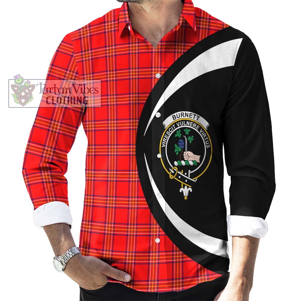 Burnett Modern Tartan Long Sleeve Button Up with Family Crest Circle Style - Tartan Vibes Clothing