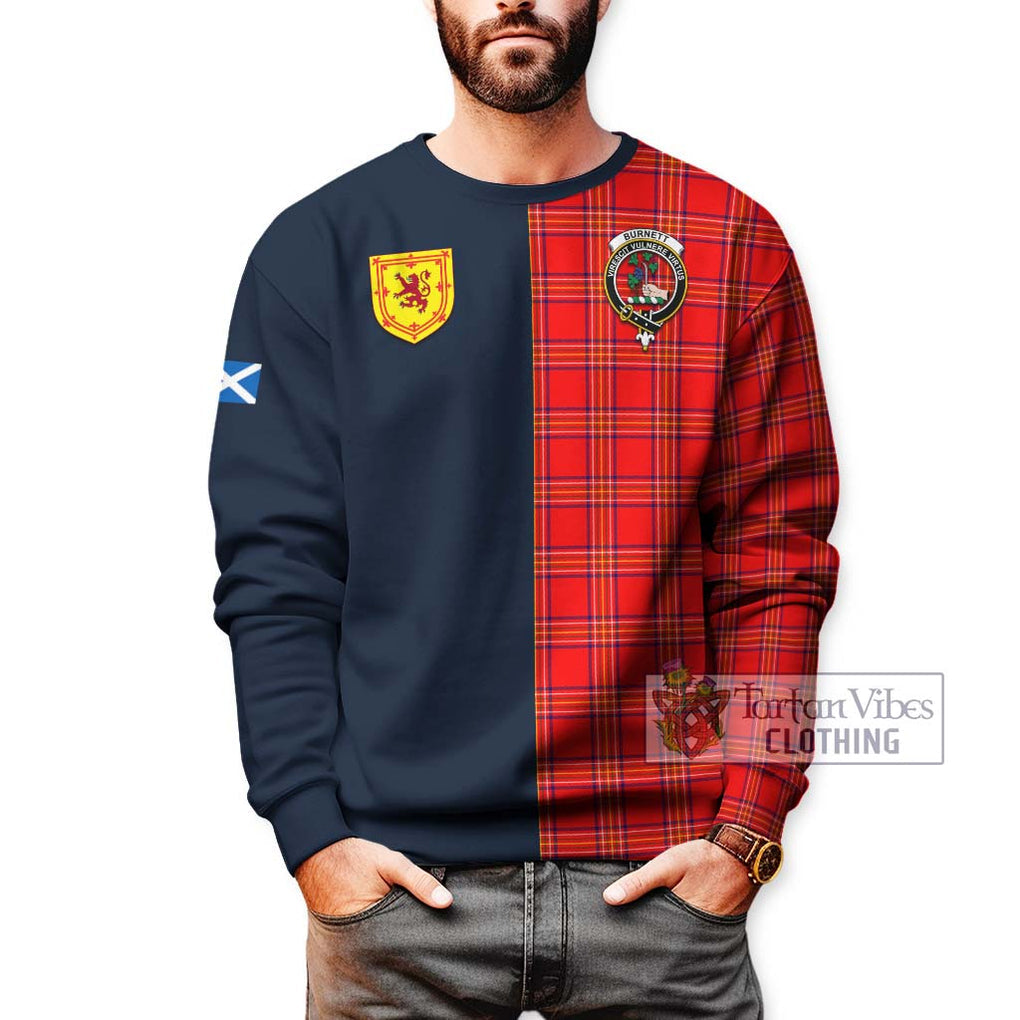 Tartan Vibes Clothing Burnett Modern Tartan Sweatshirt with Scottish Lion Royal Arm Half Style