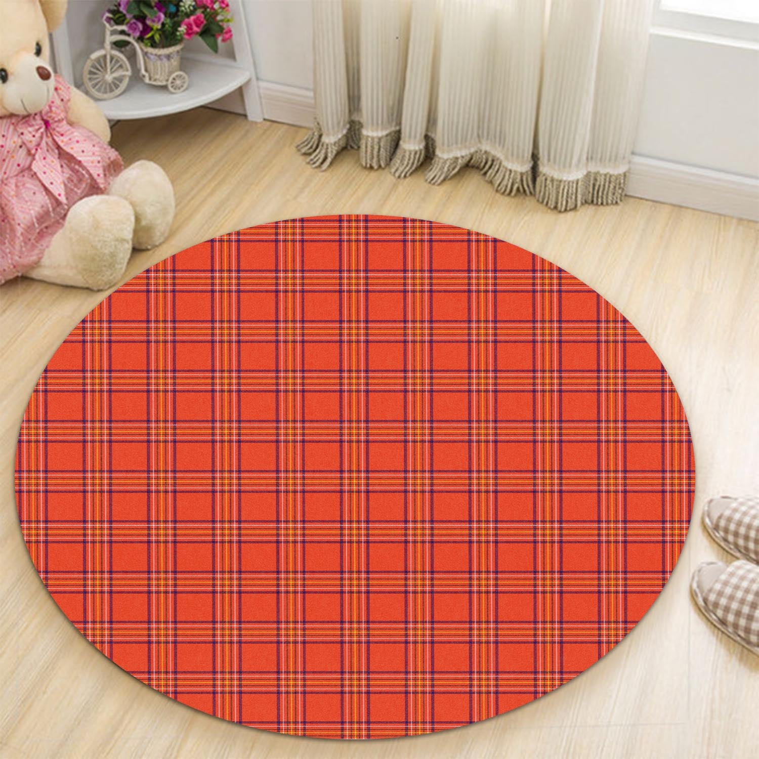 Burnett Modern Tartan Round Rug - Tartanvibesclothing