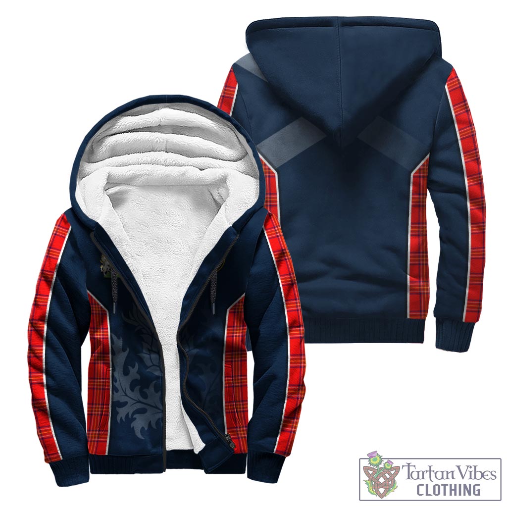 Tartan Vibes Clothing Burnett Modern Tartan Sherpa Hoodie with Family Crest and Scottish Thistle Vibes Sport Style